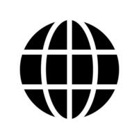 Simple solid black globe icon representing the Earth or internet vector
