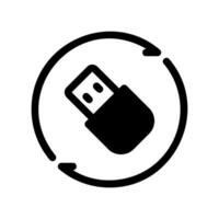 USB flash drive within circular arrows indicating synchronization or update vector