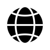 Standard solid black web globe icon indicating access to online resources globally vector