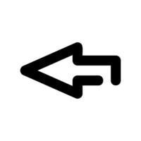 Black outline arrow with a stepped base pointing directly to the left vector
