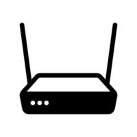 Solid style wireless router device icon for network connectivity hardware vector