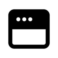 Solid black rounded corner application window or widget interface icon vector