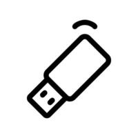 Line art USB flash drive emitting wireless network signal waves symbol vector