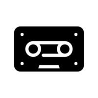 Solid style retro audio cassette tape icon for music or data storage vector