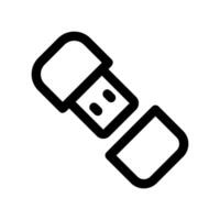 Outline icon of a USB flash drive with a separated or removed cap vector