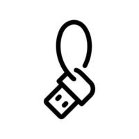 Outline style USB flash drive with an attached carrying lanyard loop vector