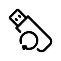 USB flash drive with a circular arrow indicating data refresh or backup vector