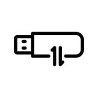 USB flash drive icon with a downward arrow indicating download process vector