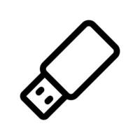Simple outline style USB flash drive icon for digital data storage vector