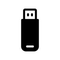 Simple solid style vertical USB flash drive stick icon flat design vector