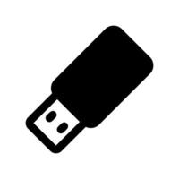 Simple solid style USB flash drive icon shown at an angle view vector