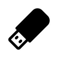 Simple solid style USB flash drive icon shown at an angle perspective vector