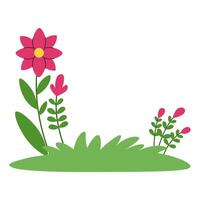 Small lawn of grass with flowers. Graphic summer and spring element for different designs vector
