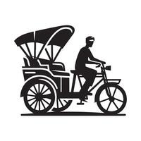 Professional Rickshaw Silhouette Design vector