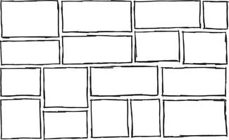 Border frame. Black square collection. Simple scratch brush empty doodle. Freehand grungy rectangle. Outline sketch drawn line vector