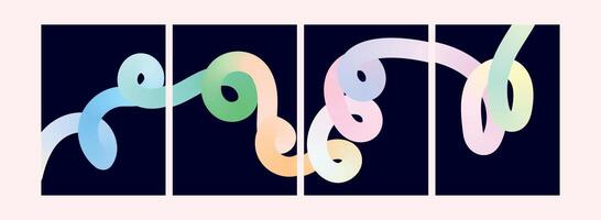 Abstract Art Print Collection with Vibrant Gradient Lines vector