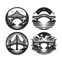 Elegant Beam Bridge Silhouette for Print vector