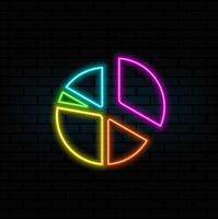 round graphic fraction circle shape. geometric diagram division section cone. Chart division wheel. neon style.Pizza chart circle symbol disco. circle pie chart vector
