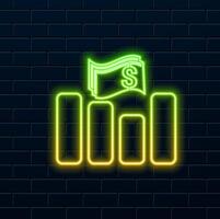 Cost reduce or increase dollar benefit icon. neon style. icon risk analysis concept arrows save price concept illustration vector