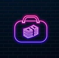 Simple folder money bribery icon. neon style. briefcase with money. dollar. briefcase money bribery icon illustration for web design isolated vector