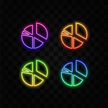 Pie chart circle disk symbol. neon style. computer icons, circle pie chart vector