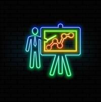 Training icon Can be used for Business and Finance icon set. neon style. Training symbol or logo. style.Presentation male icon. person with board for business and finance analysis and report symbol vector