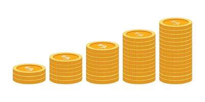 Increasing coin stacks representing financial growth vector