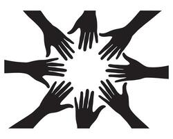 Silhouette of Hands Joined in a Circle, Symbolizing Unity and Collaboration vector