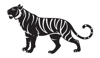 Bold Black and White Tiger Silhouette Design Transparent on Isolated White Background vector
