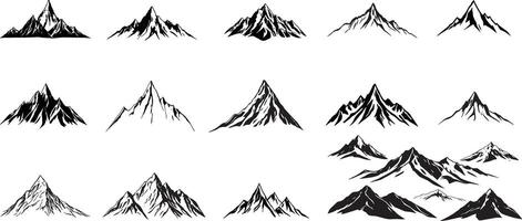 Minimalist Drawing of a Mountain with Jagged Peaks and Ridges - Illustration on Isolated White Background vector