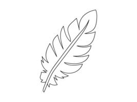 Black Outline of Feather with Detailed Pattern isolated on White Background. Concept of Nature Art, Minimalist Design, Bird Symbol, Graphic Illustration, Decorative Element vector