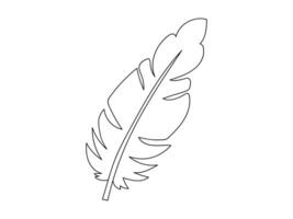 Black Silhouette Outline of Feather Isolated on White Background. Concept of Minimalist Art, Nature, Quill Design, Elegant Decor, Line Illustration. Print, Icon, Design Element vector
