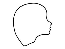 Minimalist Black Outline of Human Woman Face Profile Isolated on White Background. Head of child. Concept of Identity, Simplicity, Graphic Design, Icon, Kid Creative Illustration, Abstract Form. Print vector