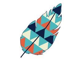 Colorful Geometric Bird Feather Illustration with Triangular Patterns Isolated on White Background. Concept of Decorative Design Element, Decor, Creative Graphics, Abstract Nature Art, Elegant Plumage vector
