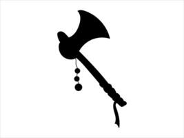Black Silhouette of a Viking Battle Axe Isolated on White Background. Concept of Weaponry Art, Medieval Icon, Graphic Illustration, Minimalist Design Element, Nordic Weapon, Historical Tool vector