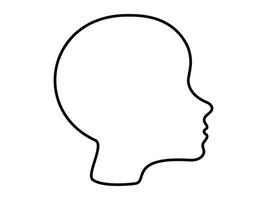 Minimalist Black Outline of Human Man Face Profile Isolated on White Background. Head of child. Concept of Identity, Simplicity, Graphic Design, Icon, Kid Creative Illustration, Abstract Form. Print vector