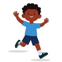 Happy and Energetic Cartoon Boy Running and Having Fun vector
