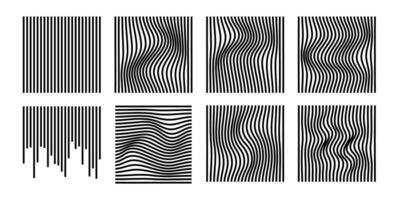 Set of stripe line art. Wave abstract Y2K element. Isolated on white background. vector