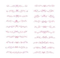 Set of 20 coquette bow vignettes, text delimiters vector
