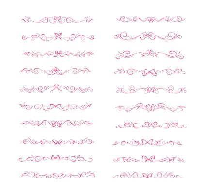 Set of 20 coquette bow vignettes, text delimiters