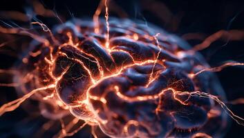 Active brain, neural network, glowing photo