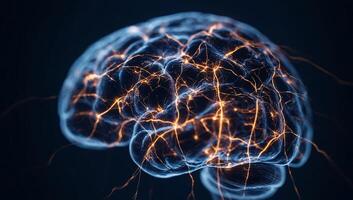 Neural network brain activity. Complex interplay of neurons and synapses visualized photo