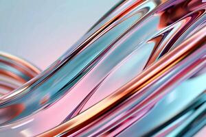Abstract, flowing, iridescent shapes. A dynamic, liquid-like design with a vibrant, swirling effect. Soft pastel and metallic tones create a visually captivating abstract art piece photo