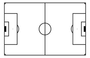 Bird's-eye soccer stadium with clean white lines. Court texture and playground pattern view. Flat illustration isolated on white background. vector