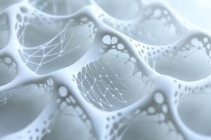 Abstract cellular structure, interconnected, light gray. Complex, organic, porous, network of nodes. Soft, flowing, seamless photo