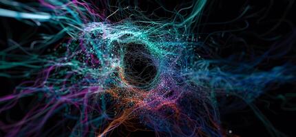 Abstract swirling vortex of vibrant threads photo