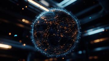Abstract sphere of interconnected networks. A digital representation of global connectivity photo