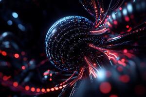Futuristic sphere, interconnected network. Intricate circuitry and glowing connections, digital art photo
