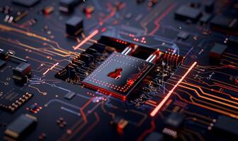 Cybersecurity chip embedded in circuit board photo
