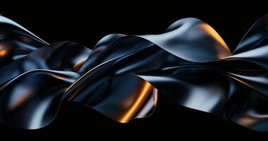 A black background with a shiny black and gold fabric photo